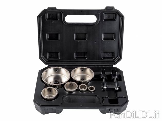Set frese a tazza Parkside, prezzo 14.99 € 
9 pezzi 
- Adatto per tutti i comuni ...