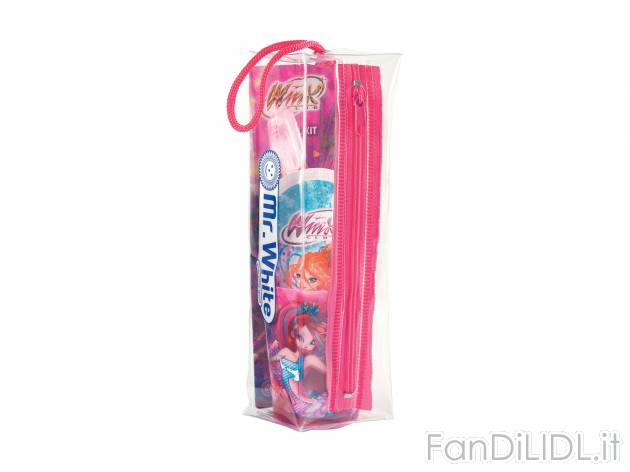 Pochette da bambini per igiene orale Spiderman, Winx, Ninja Turtles, Trolls, Maggie&amp;Bianca, ...