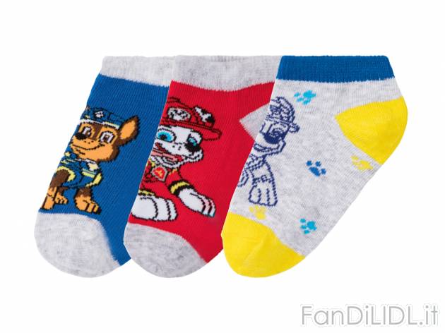 Calzini da bambino Paw Patrol Oeko-tex, prezzo 2.99 € 
3 paia - Misure: 19-34
Taglie ...