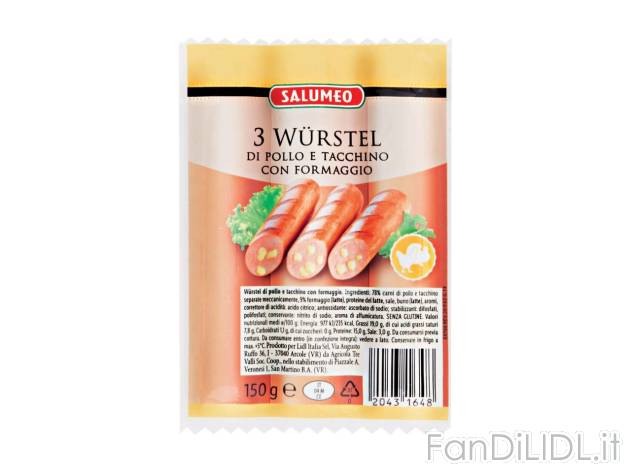 Würstel di pollo e tacchino , prezzo 0.39 EUR 
Würstel di pollo e tacchino 
- ...