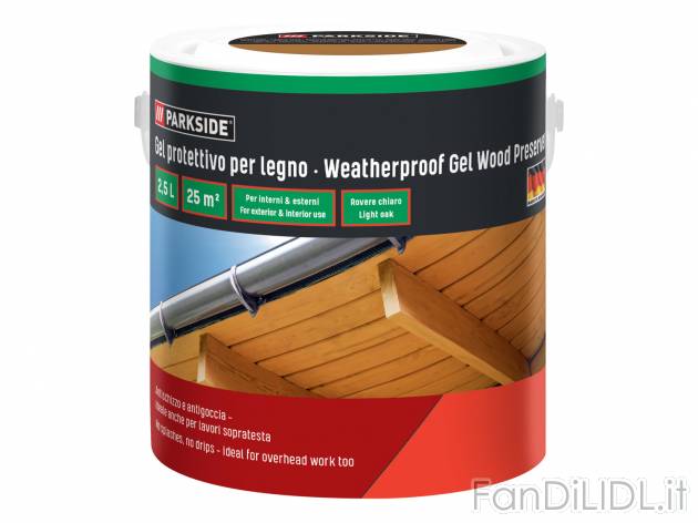Gel protettivo per legno 2,5 L Parkside, prezzo 9.99 &#8364; 
- Per interni ...