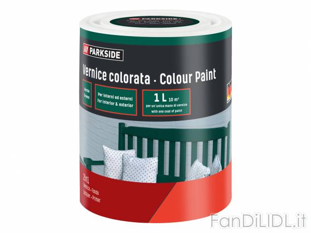 Vernice colorata, bianca o per lavagna, 1 L Parkside, prezzo 4.99 &#8364; 

Caratteristiche
 ...
