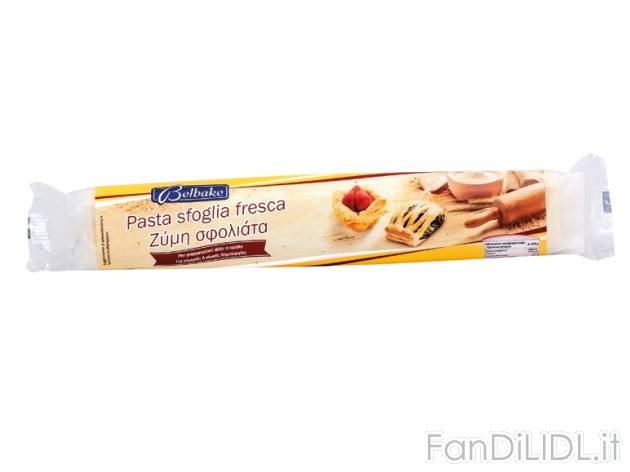 Pasta sfoglia rettangolare Belbake, prezzo 0,79 &#8364; per 275 g, € 2,87/kg ...
