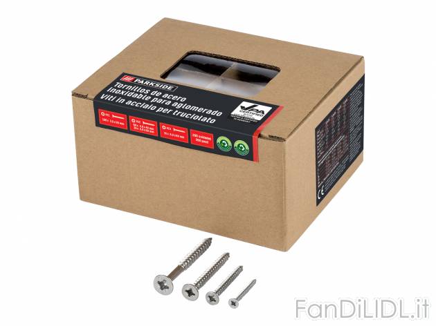 Set viti per truciolato o autofilettanti Parkside, prezzo 3.99 € 
- 260 pezzi
Caratteristiche

- ...