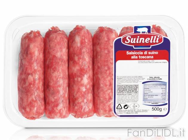 Salsiccia di suino alla toscana , prezzo 1,99 &#8364; per 500 g, € 3,98/kg ...
