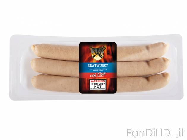 Salsicce di suino bollite aromatizzate al peperoncino piccante , prezzo 1,29 &#8364; ...