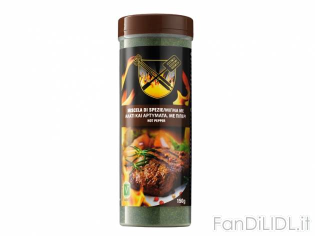 Spezie per grill , prezzo 1,49 &#8364; per 150 g, € 9,93/kg EUR. 
- Miscela ...