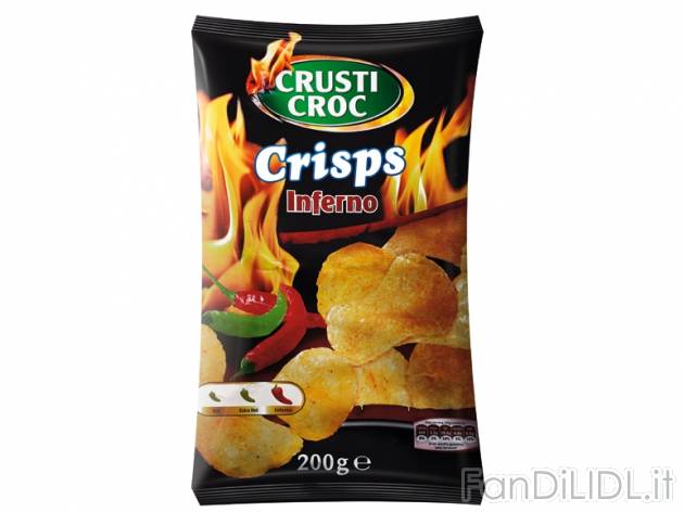 Patatine gusto Inferno , prezzo 1,09 &#8364; per 200 g, € 5,45/kg EUR. 
- ...