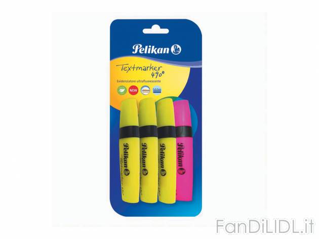 Evidenziatore Pelikan, prezzo 3.49 &#8364; 
4 pezzi 
- Colori assortiti
Caratteristiche
 ...