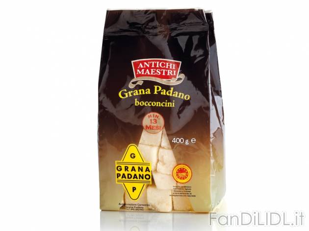 Grana Padano DOP bocconcini , prezzo 2,99 &#8364; per 400 g, € 7,48/kg EUR. ...