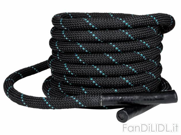 Fune battle rope Crivit, prezzo 29.99 € 
- Lunghezza: 10 m, Ø: 3 cm
- Peso: ...
