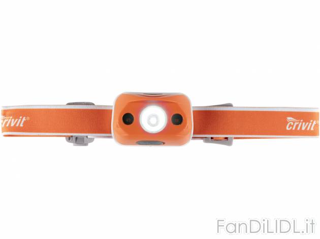 Lampada frontale LED con sensore Crivit, prezzo 12.99 € 
- Fischietto di segnalazione ...
