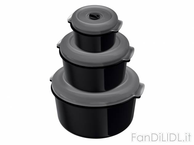 Set contenitori per microonde Ernesto, prezzo 3.99 &#8364; 
3 pezzi 
- Con valvola ...