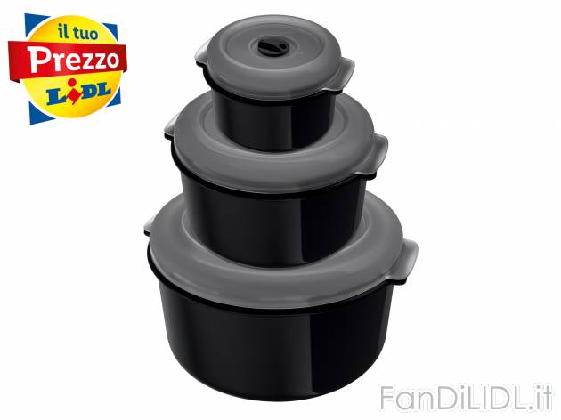 Set contenitori per microonde Ernesto, prezzo 3.99 &#8364; 
3 pezzi 
- Con valvola ...
