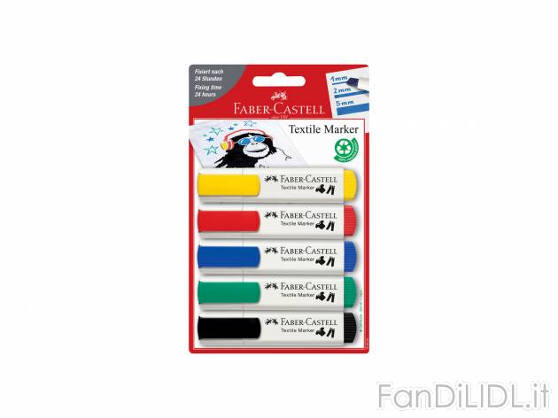 Pennarelli per tessuto Faber-castell, prezzo 6.99 &#8364; 
4 o 5 pezzi
Caratteristiche
 ...