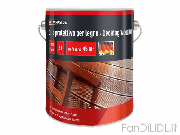 Olio protettivo per legno Parkside, prezzo 12.99 €  
3 L
Caratteristiche