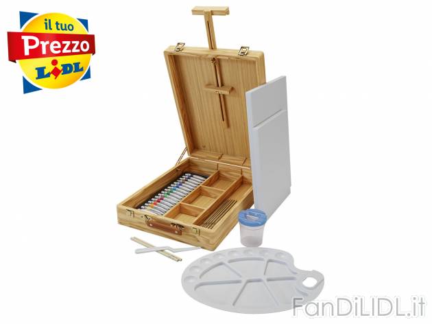 Set cavalletto da pittore in valigetta Crelando, prezzo 24.99 &#8364; 
52 pezzi ...