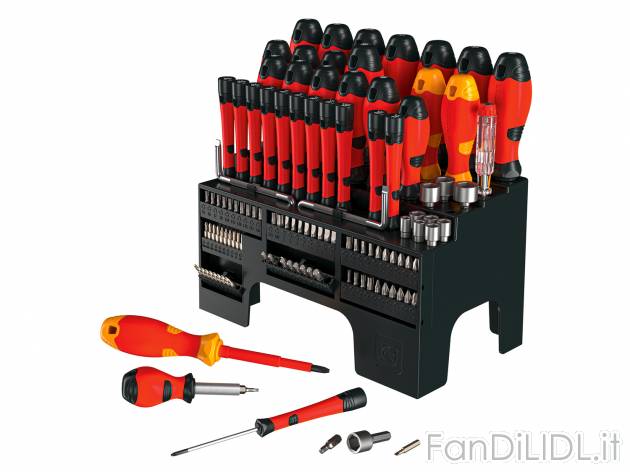Set cacciaviti e bit XXL Parkside, prezzo 34.99 &#8364; 
116 pezzi 
- Cacciaviti ...