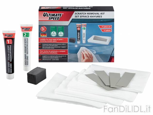 Kit rimozione graffi Ultimate Speed, prezzo 5.99 &#8364; 
11 pezzi 
In dotazione
- ...