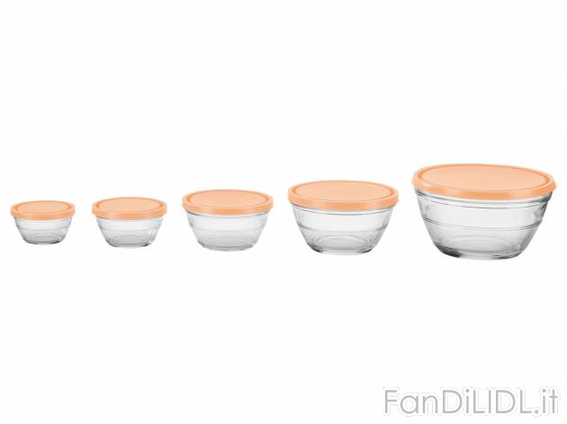 Set ciotole in vetro Ernesto, prezzo 8.99 &#8364; 
5 pezzi 
- Lavabili in lavastoviglie
- ...