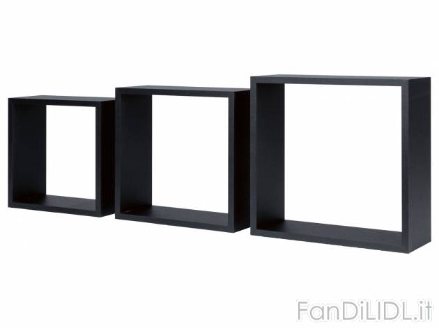 Set mensole a cubo Livarno, prezzo 8.99 &#8364; 
3 pezzi 
- Con supporti integrati ...