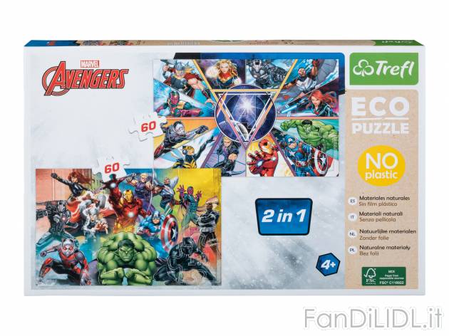 Puzzle 2 in 1 Avengers, Peppa Pig, Sam il Pompiere, Paw Patrol Trefl, prezzo 3.49 ...