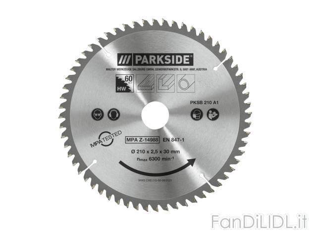 Lama per sega circolare Parkside, prezzo 4.99 &#8364; 
Ø 210 mm 
- Adatta per ...