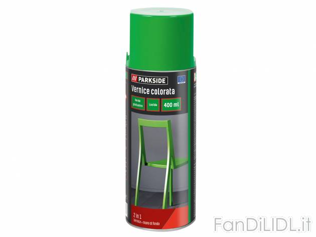 Vernice colorata spray Parkside, prezzo 3.99 &#8364; 
400 ml 
- Per ambienti ...