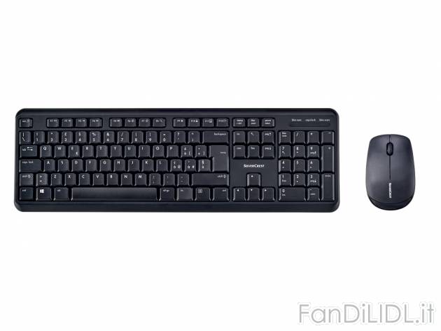 Set tastiera e mouse Silvercrest, prezzo 19.99 € 
- Senza cavo con una portata ...
