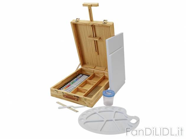 Set cavalletto da pittore in valigetta Crelando, prezzo 24.99 € 
52 pezzi 
- ...