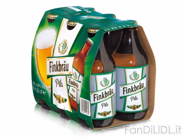Birra Pils , prezzo 1,49 &#8364; per 6x 0,33 L, € 0,75/l EUR.  
-      4,9% Vol.