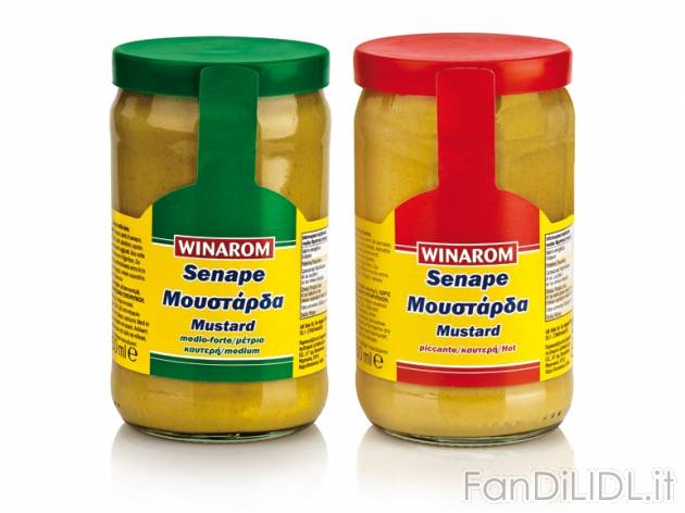 Senape , prezzo 0,39 &#8364; per 250 ml, € 1,56/l EUR. 
- A scelta tra senape ...