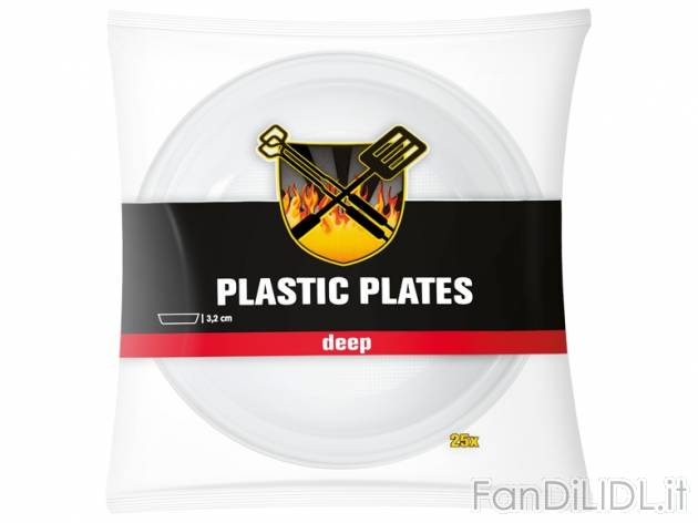 Piatti fondi in plastica , prezzo 1,29 &#8364; per Alla confezione 
- 25 pezzi ...