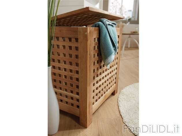 Cesto portabiancheria in legno , prezzo 34,99 ? per Alla confezione 
- Coperchio ...