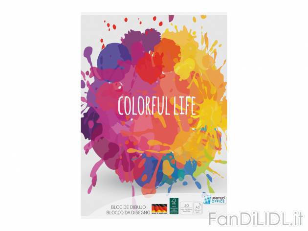 Blocco da disegno A3 United Office, prezzo 1.99 &#8364; 
40 fogli 
- 100 g/m&sup2;
Caratteristiche

- ...
