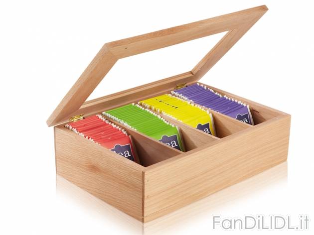 Contenitore per tè , prezzo 8,99 EURO? per Alla confezione 
- Legno di faggio
- ...