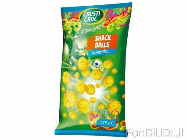 Snack a base di mais , prezzo 0,99 &#8364; per 175 g, (1kg = 5,66) EUR.