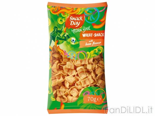 Snack di frumento al gusto di prosciutto , prezzo 0,79 &#8364; per 70 g, (1kg ...