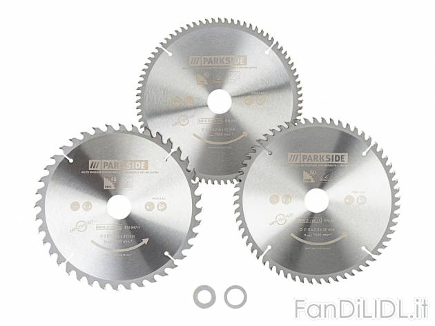 Lame per sega circolare Parkside, prezzo 14.99 &#8364; 
3 pezzi 
- 2 anelli ...