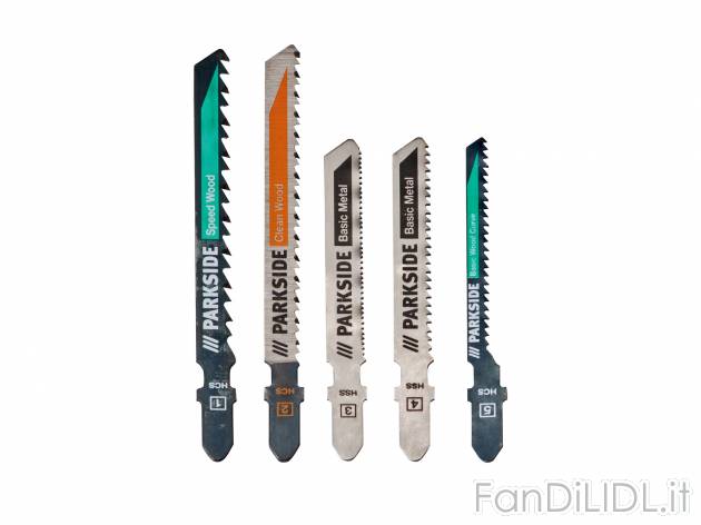 Set lame per seghetto a pendolo Parkside, prezzo 3.99 &#8364; 
5 pezzi 
- Per ...