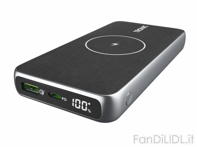 Powerbank Tronic, prezzo 19.99 € 
10000 mAh 
- Per ricarica wireless
- Ricarica ...