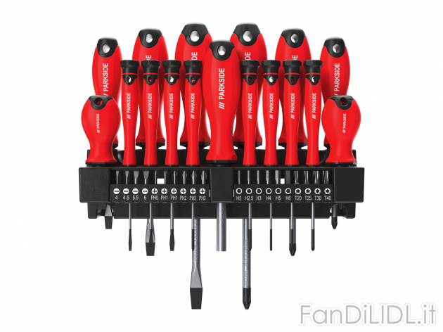 Set cacciaviti e bit Parkside, prezzo 9.99 &#8364; 
37 pezzi 
- Cacciaviti con ...