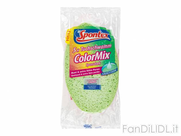 Panno spugna Spontex, prezzo 2.99 &#8364; 
5 pezzi 
- Realizzato in cellulosa ...