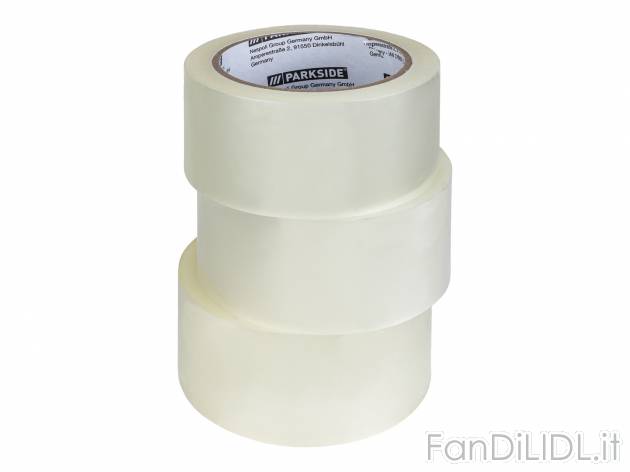 Nastro da pacchi Parkside, prezzo 3.99 &#8364; 
3 pezzi 
- 66 m x 50 mm
Caratteristiche
 ...