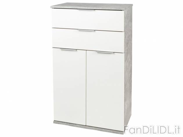 Mobiletto con 2 cassetti e 2 ante Livarno, prezzo 49.00 &#8364; 
Bianco e grigio ...