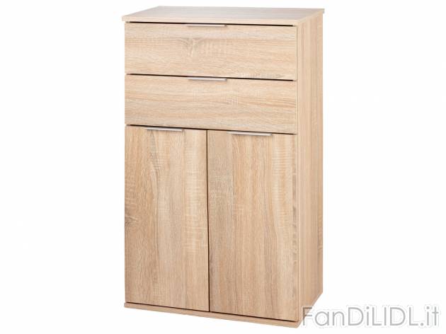 Mobiletto con 2 cassetti e 2 ante Livarno, prezzo 49.00 &#8364; 
Color rovere ...