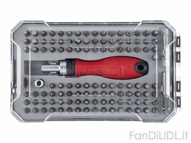 Set punte per cacciavite a cricchetto Parkside, prezzo 12.99 &#8364; 
115 pezzi ...