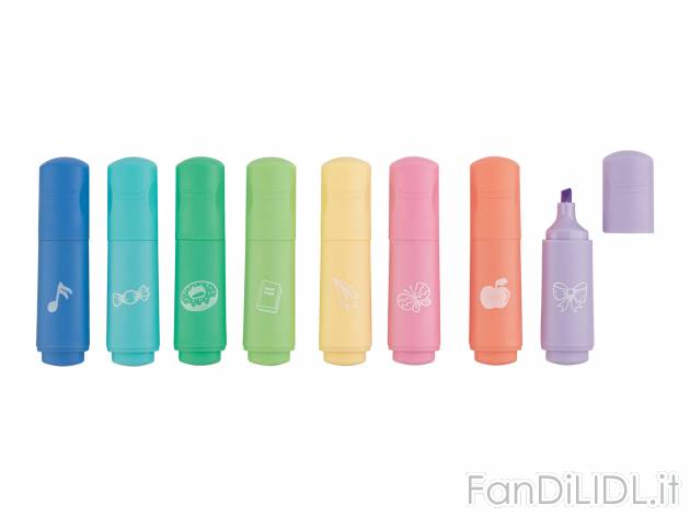Mini evidenziatori United Office, prezzo 3.49 &#8364; 
8 pezzi 
- Colori pastello ...