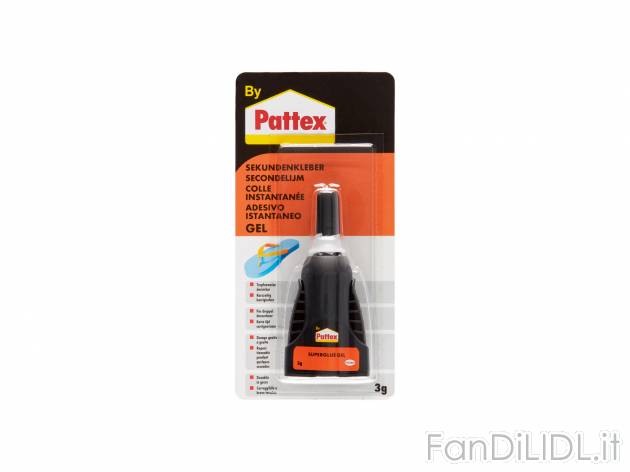 Colla istantanea liquida o gel Pattex, prezzo 2.49 &#8364; 
3x 3g 
- Per metallo, ...