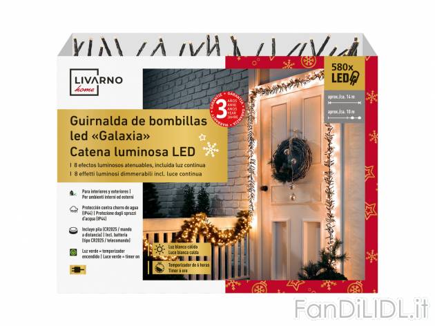 Catena luminosa 580 LED Livarno, prezzo 19.99 &#8364; 
- Per ambienti interni ...